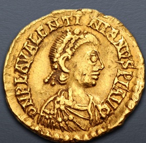 Valentinian III. ca. 425 CE (Rome or Ravenna Mint - AV Tremissis)
